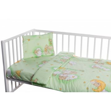 Lenjerie patut 3 piese 120X60 Ursuletul somnoros Verde