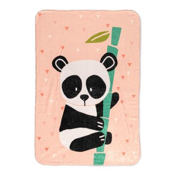Pătură pentru copii roz-deschis din microfibră 140x110 cm Panda – Moshi Moshi