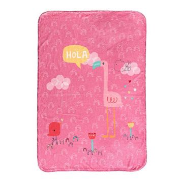 Pătură pentru copii roz din microfibră 140x110 cm Hola – Moshi Moshi