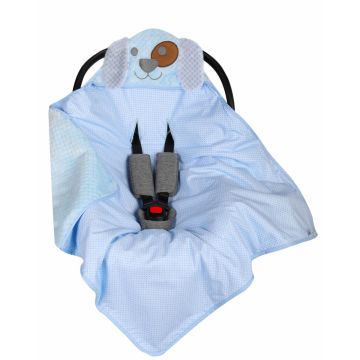 Paturica de infasat cu urechiuse pentru scaun auto Blue Dog