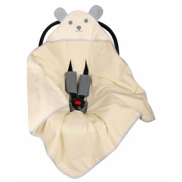 Paturica de infasat cu urechiuse pentru scaun auto Ecru Bear