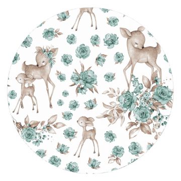 Paturica de infasat multifunctionala MimiNu cu volanase 75x75 cm Sweet Deer MintMint