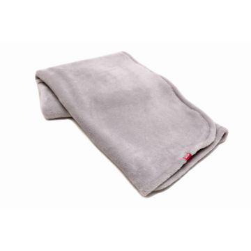 Paturica pufoasa de plus gri KidsDecor din polyester 120x150 cm