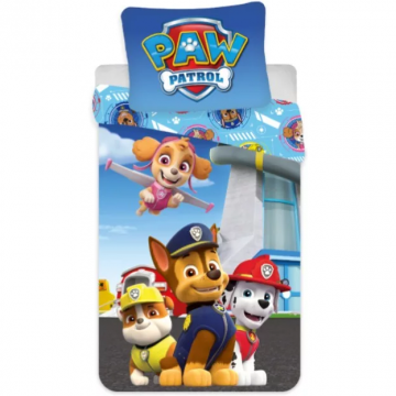 Set lenjerie pat copii Paw Patrol Marshall, Chase, Rublle and Skye 100x140 + 40x45 SunCity