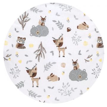 Set MimiNu paturica de infasat 75x75 cm + Perna bebelusi profilata 23x26 cm Forest Friends Beige