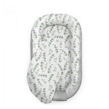 Babysteps - Suport de dormit Babynest Premium Bumbac si Catifea Eucalipt Soft Grey by . 70x35 cm