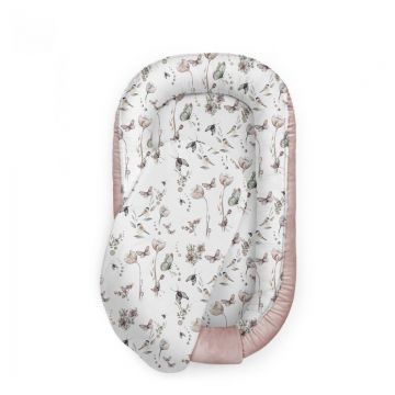 Babysteps - Suport de dormit Babynest Premium Bumbac si Catifea Nature Sepia Rose by . 70x35 cm