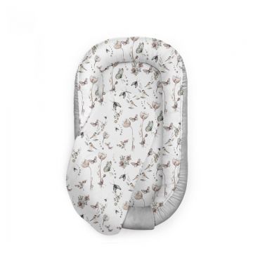 Babysteps - Suport de dormit Babynest Premium Bumbac si Catifea Nature Soft Grey by . 70x35 cm