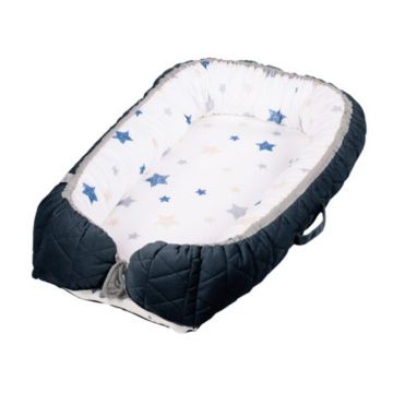 Klups - Suport de dormit Baby Nest din Bumbac, 80x50 cm, Albastru