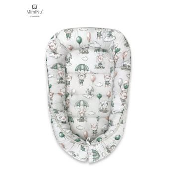 MimiNu - Cosulet bebelus pentru dormit, Baby Cocoon 75x55 cm, Husa 100% bumbac, Din bumbac certificat Oeko Tex Standard 100, Parachutes Olive