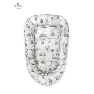 Cosulet bebelus, MimiNu, Pentru dormit, Baby Cocoon 75x55 cm, Husa 100% bumbac, Din bumbac certificat Oeko Tex Standard 100, Parachutes Olive