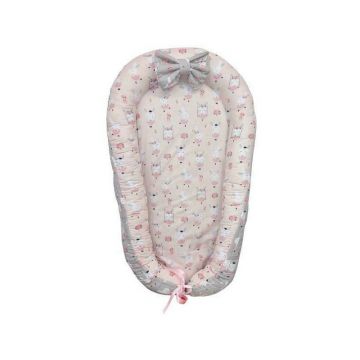 Baby Nest din Cocos MyKids Dancing Bunny Grey - Pink