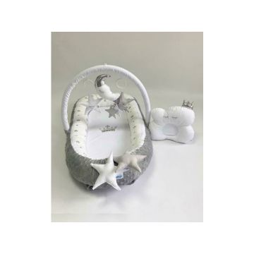 Mykids - Babynest Plush 0197 Stars Cloud Gray