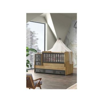 Patut transformabil MyKids Ikon Natur Gri-Inchis 180x80