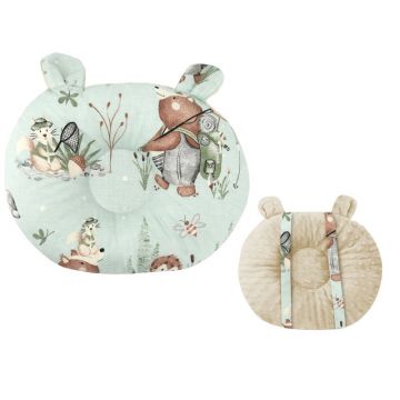 Perna bebelusi, MimiNu, Ursulet, Multifunctionala, Cu doua fete, Tesatura pufoasa minky si bumbac, Materiale certificate Oeko Tex Standard 100, Design, Minky Let's Go Natural