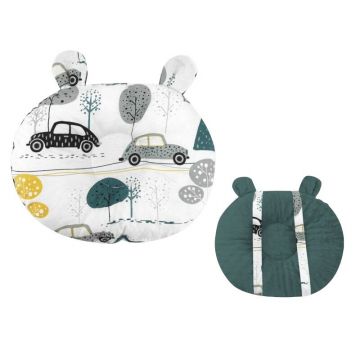 Perna bebelusi, MimiNu, Ursulet, Multifunctionala, Cu doua fete, Tesatura pufoasa minky si bumbac, Materiale certificate Oeko Tex Standard 100, Minky Childrens Journey Grey