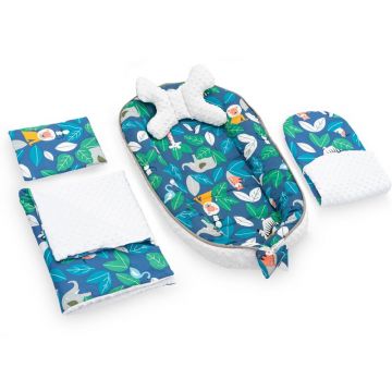 Set 5 in 1 Babynest Minky, 2 perne, 1 paturica si o saltea cu doua fete Tutumi TT37547