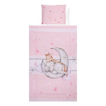 Set lenjerie pat 4 piese, bumbac ranforce, Butterflies Pink