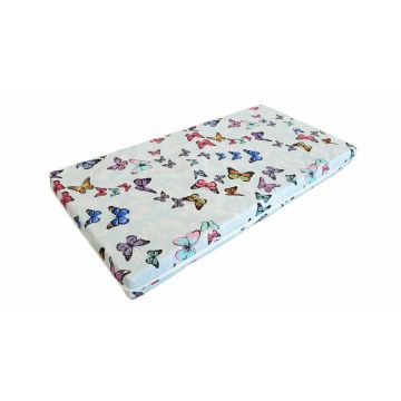 Somnart - Saltea Pat Ortopedica cu husa protectie impermeabila pentru bebelusi si copii model Fluturi 70x140