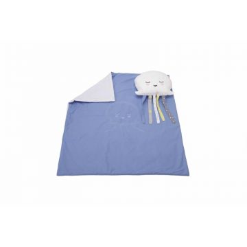 Somnart - Set pãturicã 100x110 cm brodatã + pernã Meduza Albastru