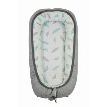 Tiny star - Babynest Grey&Plumes, cuib pentru bebelusi, ajustabil, portabil, reductor patut