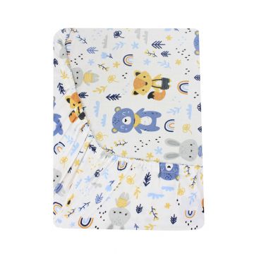 Cearceaf bumbac, Ursulet cu esarfa gri, 120x60 cm, multicolor