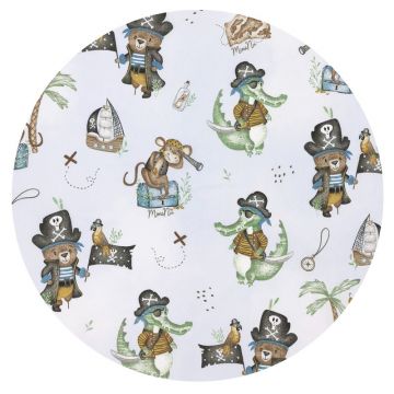 Cearceaf cu elastic MimiNu pentru patut 120X60 cm din bumbac Design Pirates Blue