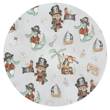 Cearceaf cu elastic MimiNu pentru patut 120X60 cm din bumbac Design Pirates Natural