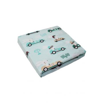 Cearceaf Prichindel, patut 120x60 cm, Bunny with car