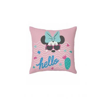Fata perna, Minnie Mouse, Hello, roz, 40x40 cm