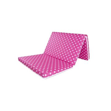 MyKids - Saltea pliabila pentru patut Stars, 120x60 cm, 5 cm Spuma, Roz