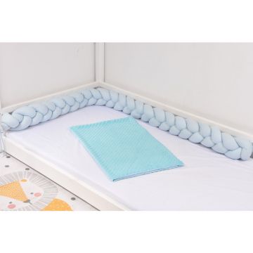 Aparatori impletite bumbac 100% culoare bleu pentru pat casuta 290 cm