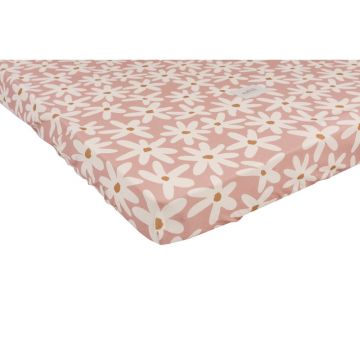 Cearceaf pentru copii din bumbac pentru pătuț cu elastic 60x120 cm Blush Daisies – Malomi Kids