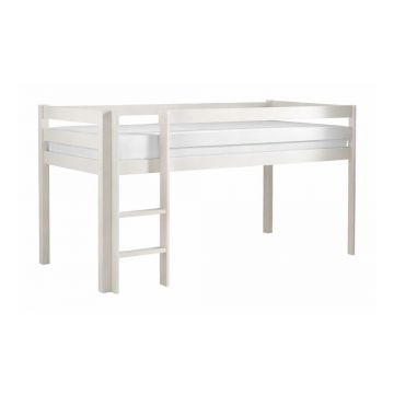 Pat pentru copii supraetajat alb din lemn masiv de pin 90x200 cm PINO âu0080Vipack