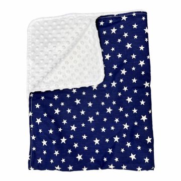 Paturica bebe dubla bumbac mincky pufos 75x95 cm Stelute pe bleumarin