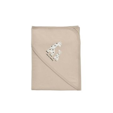 Paturica din bumbac organic Girafa, BabyCosy, Mink, 85X85 cm