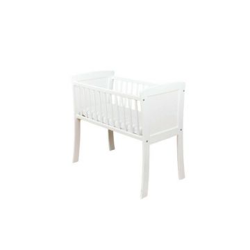 Patut suplimentar pentru copii, 90 x 40 cm, din lemn de pin, laterale MDF, Woodies Safe Dreams, Classic Crib, Alb