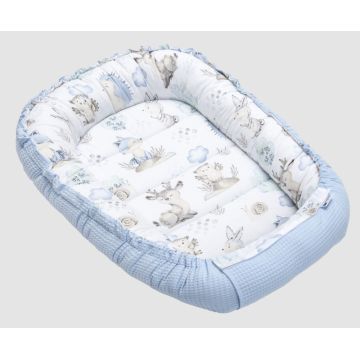 Babynest 2 in 1 Nichiduta din bumbac Waffle Blue Deer