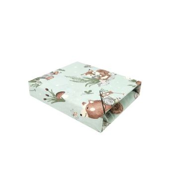 Cearceaf cu elastic, MimiNu, Pentru patut leagan sau patut co-sleeper, Dimensiune 90x40 cm, Din bumbac certificat Oeko Tex Standard 100, Design, Let's Go Natural