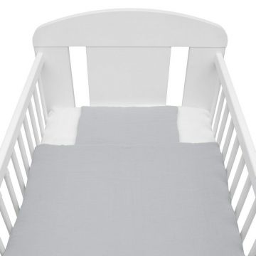 Lenjerie patut 2 piese New Baby din muselina cu perna si pilota 100x70 cm Light Grey