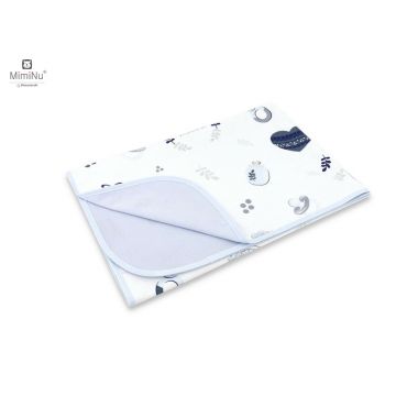 MimiNu - Paturica moale cu doua fete, Dimensiune 75x100 cm, Din bumbac certificat Oeko Tex Standard 100, Baby Shower Blue