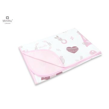 MimiNu - Paturica moale cu doua fete, Dimensiune 75x100 cm, Din bumbac certificat Oeko Tex Standard 100, Baby Shower Pink