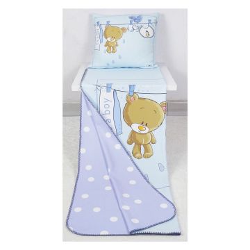 Set pătură și față de pernă pentru copii albastru-deschis 85x125 cm – OYO kids