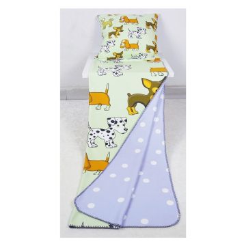 Set pătură și față de pernă pentru copii albastru-deschis/bej 85x125 cm – OYO kids