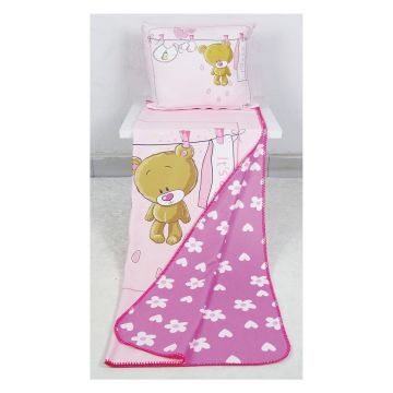 Set pătură și față de pernă pentru copii roz 85x125 cm – OYO kids