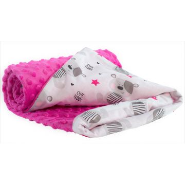 Paturica din bumbac 75x100 cm Nichiduta Minky Teddy Pink