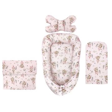 Set 4 in 1 Cosulet bebelus, MimiNu, Baby Cocoon 75x55 cm, Husa bumbac, Din bumbac certificat Oeko Tex Standard 100, Cu paturica 50x70 cm, Cu salteluta, Cu perna fluture, Design, Little Ballerina Pink Set 4 in 1 Cosulet bebelus, MimiNu, Baby Cocoon 75x55 cm, Husa bumbac, Din bumbac certificat Oeko Tex Standard 100, Cu paturica 50x70 cm, Cu salteluta, Cu perna fluture, Design, Little Ballerina Pink