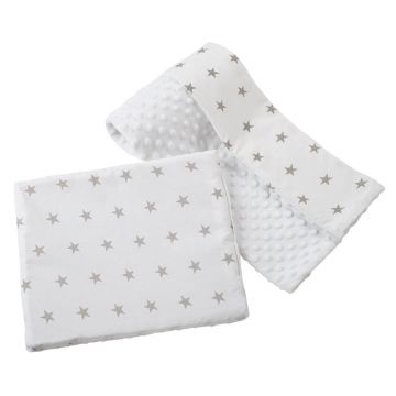 Set paturica Nichiduta 75x100 cm si perna 35x30 cm Minky Stars White