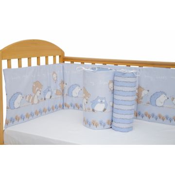 Set protectii patut Odette Blue din bumbac 50x100 cm