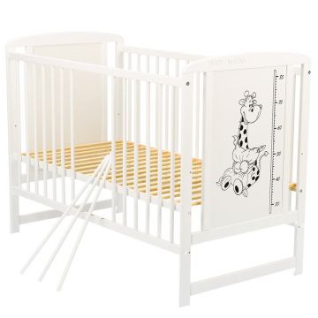 Patut din lemn Timmi BabyNeeds Girafa 120x60 cm Alb